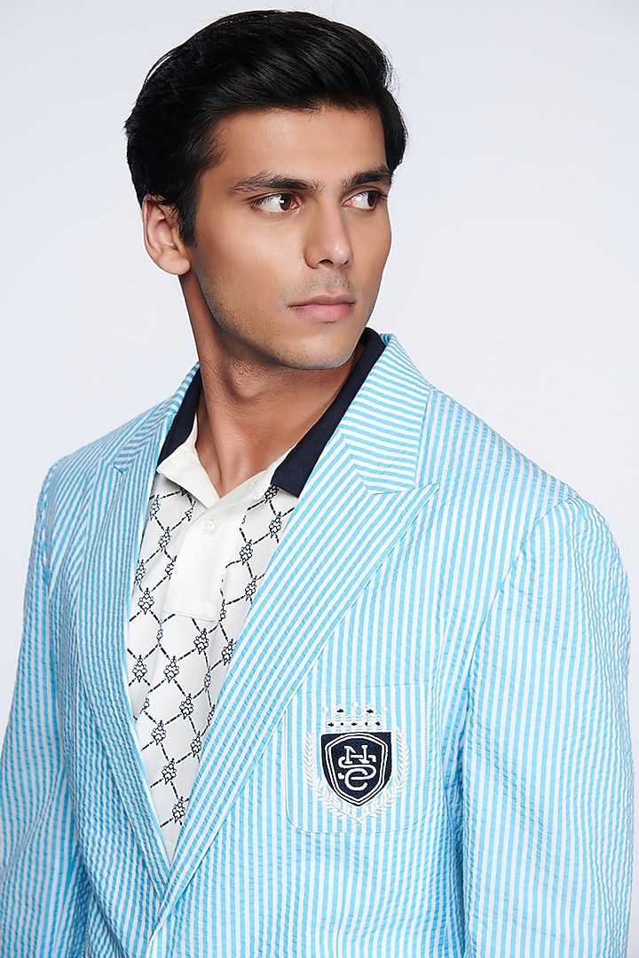Light Blue Embroidered Jacket by S&N by Shantnu Nikhil Men at Pernia's Pop Up Shop