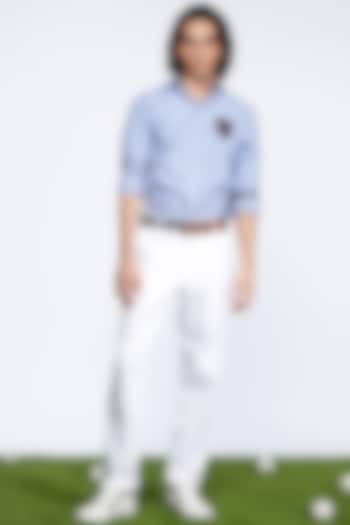 Light Blue Cotton Striped Party Wear Shirt  by S&N by Shantnu Nikhil Men at Pernia's Pop Up Shop