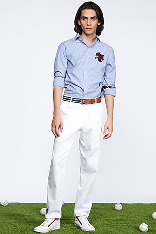 Light Blue Cotton Striped Shirt  by S&N by Shantnu Nikhil Men