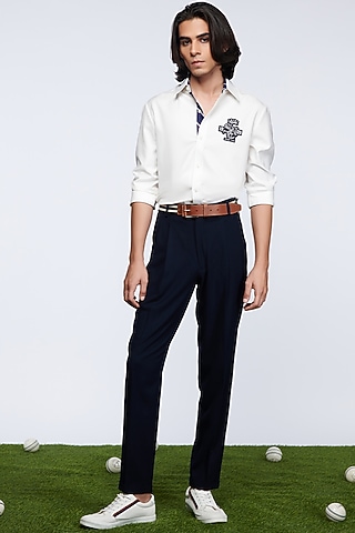 Off-White Embroidered Shirt by S&N by Shantnu Nikhil Men