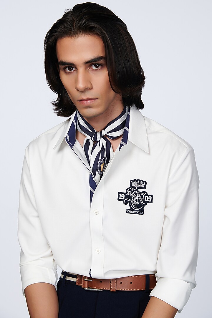 Off-White Embroidered Wedding Shirt by S&N by Shantnu Nikhil Men at Pernia's Pop Up Shop