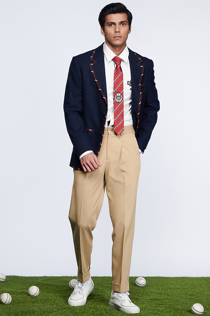 Navy Blue Embroidered Jacket by S&N by Shantnu Nikhil Men at Pernia's Pop Up Shop