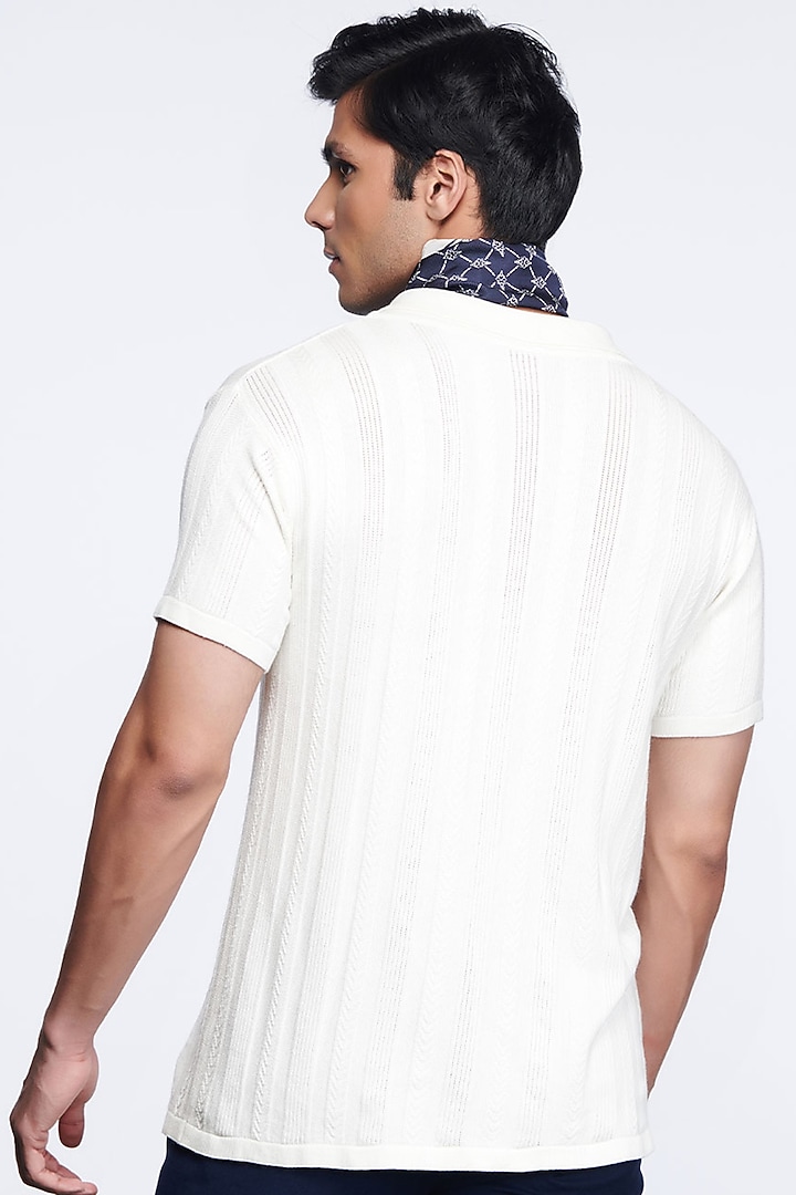 Off-White Knitted T-Shirt  by S&N by Shantnu Nikhil Men at Pernia's Pop Up Shop