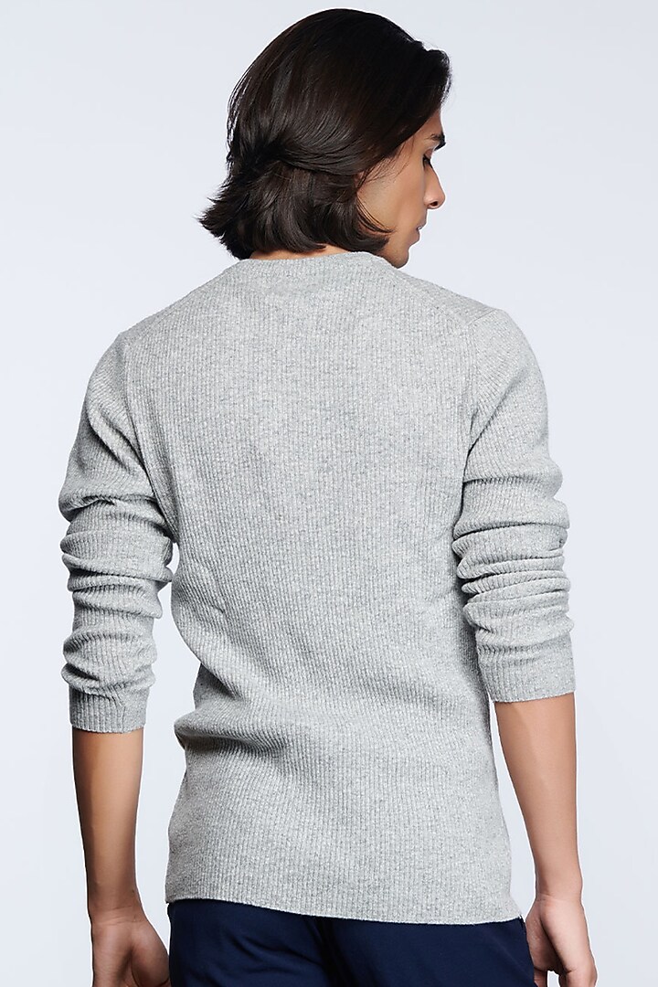 Grey Merino Wool Jumper by S&N by Shantnu Nikhil Men at Pernia's Pop Up Shop