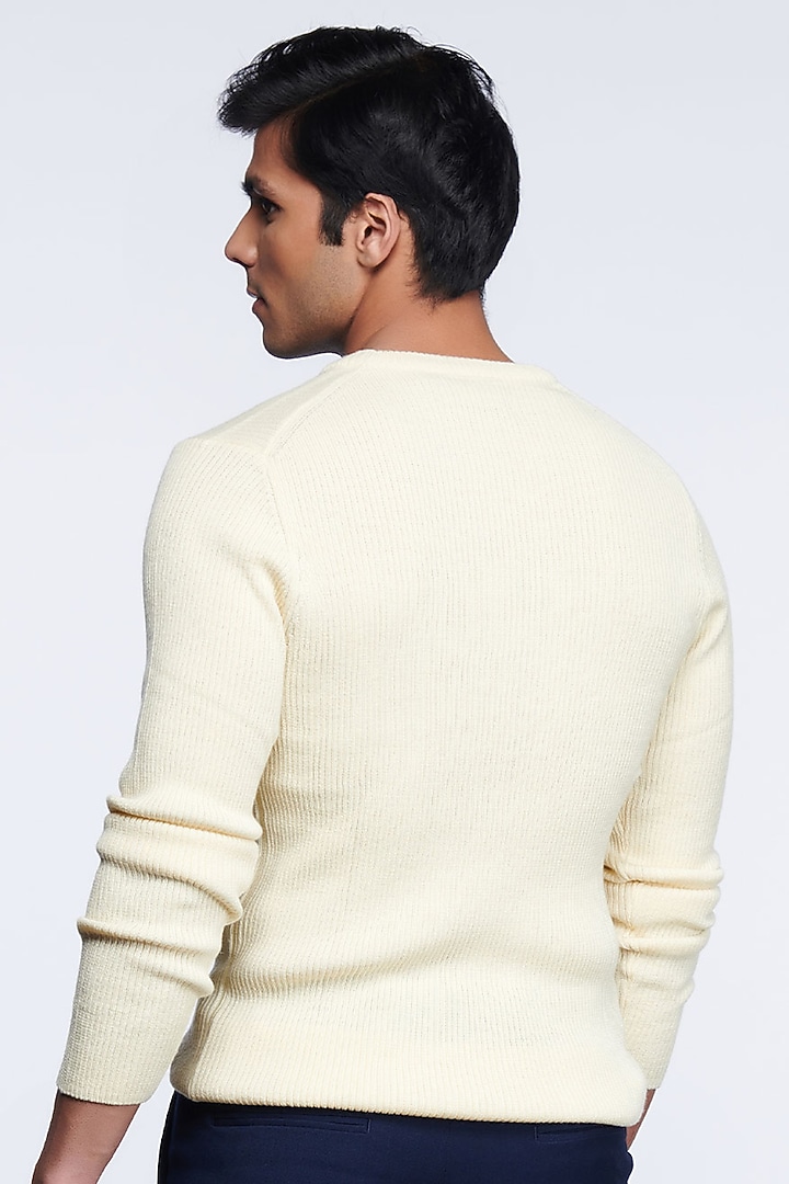 Ivory Merino Wool Sweater by S&N by Shantnu Nikhil Men at Pernia's Pop Up Shop