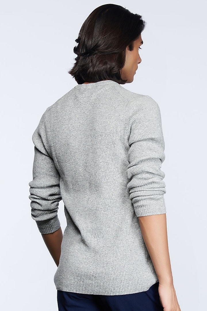 Grey Merino Wool Sweater by S&N by Shantnu Nikhil Men at Pernia's Pop Up Shop