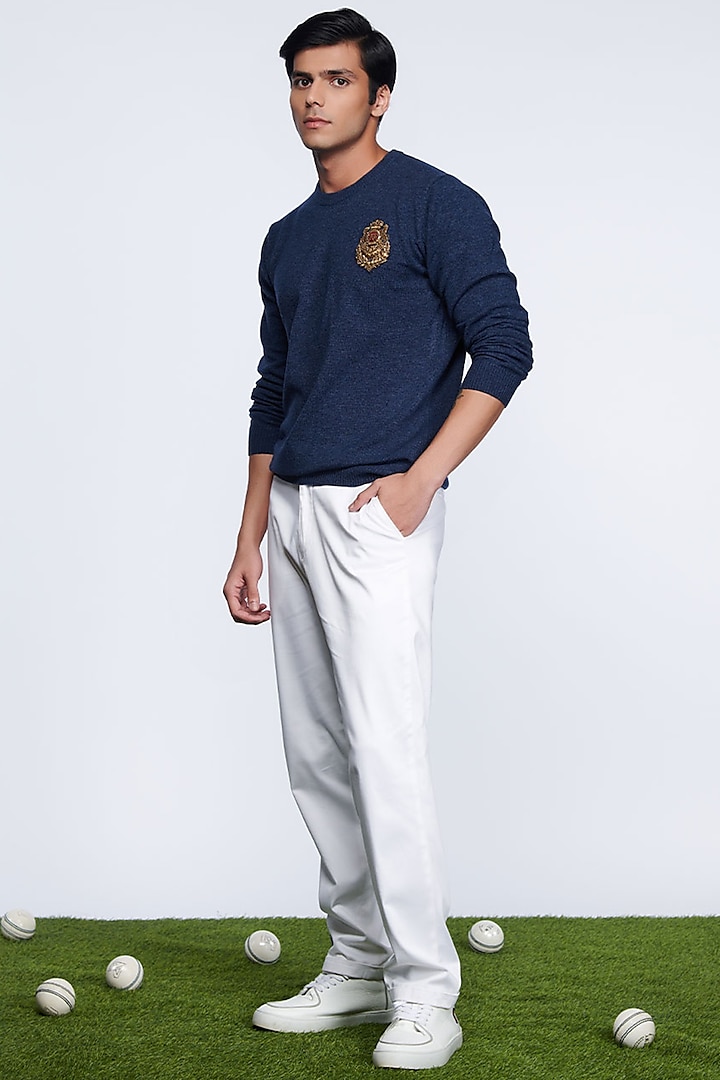 Navy Blue Woolen Sweater by S&N by Shantnu Nikhil Men