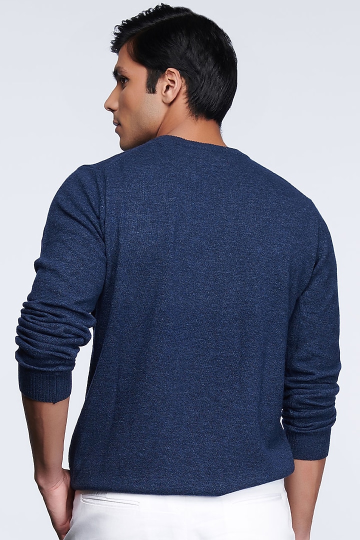 Navy Blue Woolen Sweater by S&N by Shantnu Nikhil Men at Pernia's Pop Up Shop
