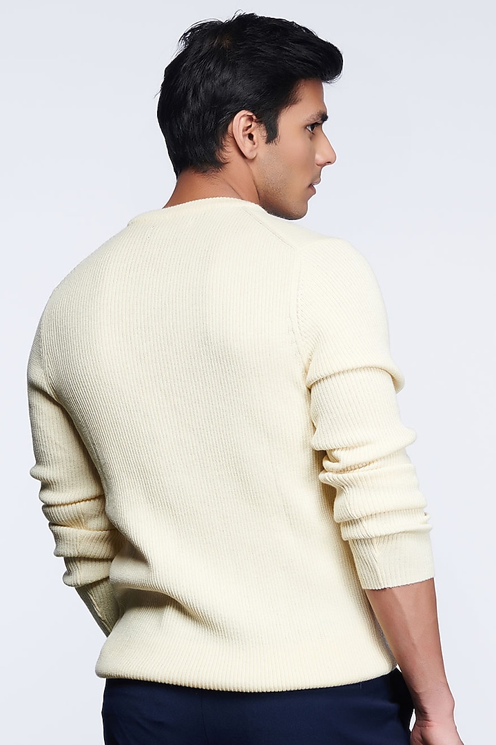 Off-White Merino Wool Sweater by S&N by Shantnu Nikhil Men at Pernia's Pop Up Shop