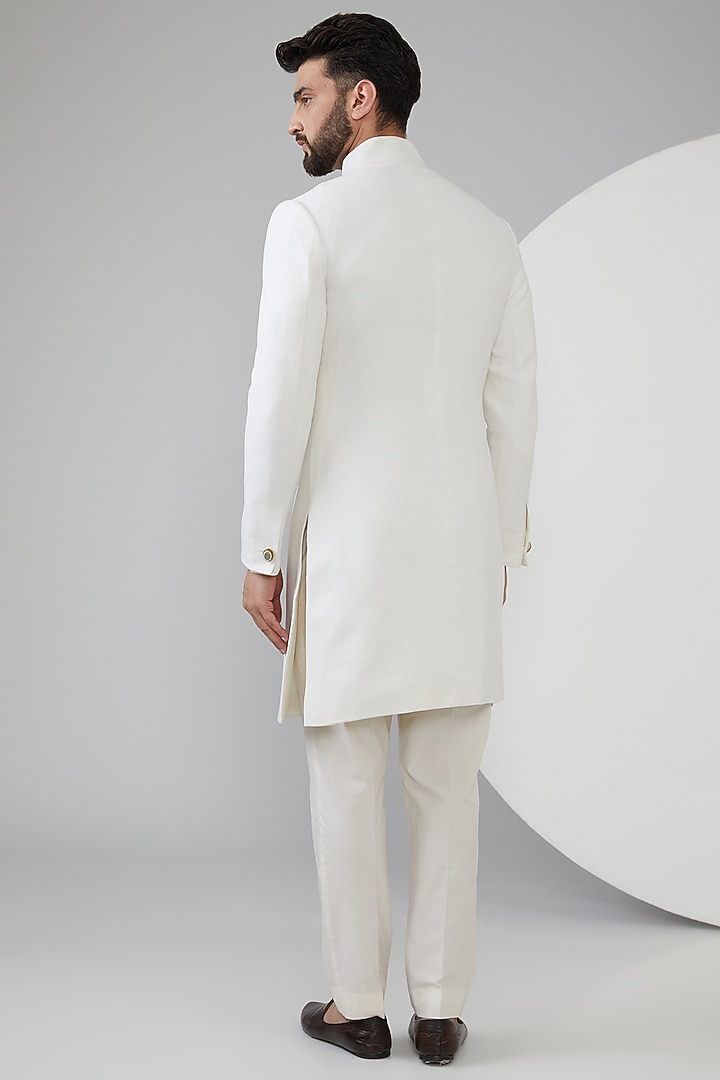 White Sandwash Groom Indowestern Jacket by Shantanu & Nikhil Men at Pernia's Pop Up Shop