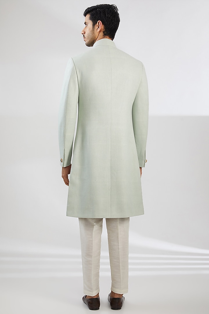 Mint Matka Silk Boota Embroidered Groom Sherwani by Shantnu & Nikhil Men at Pernia's Pop Up Shop