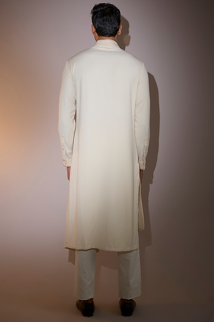 White Sand Organza Embroidered Bundi Jacket Set by Shantnu & Nikhil Men at Pernia's Pop Up Shop