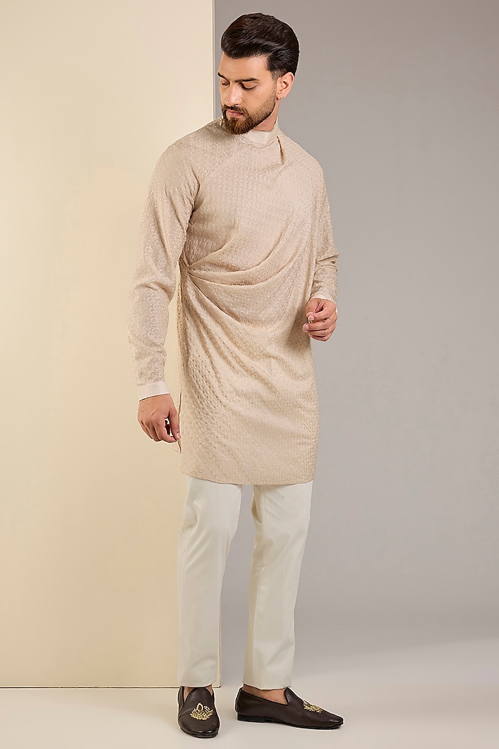 Pearl Ivory Silk Thread Embroidered Nehru Jacket Set by Shantnu & Nikhil Men at Pernia's Pop Up Shop