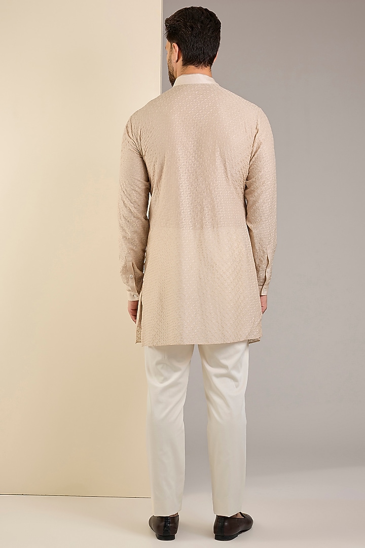 Pearl Ivory Silk Thread Embroidered Nehru Jacket Set by Shantnu & Nikhil Men at Pernia's Pop Up Shop
