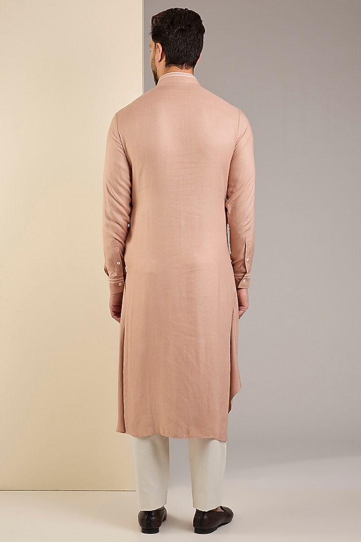 Rose Quartz Matka Silk Applique Embroidered Groom Indowestern Set by Shantnu & Nikhil Men at Pernia's Pop Up Shop