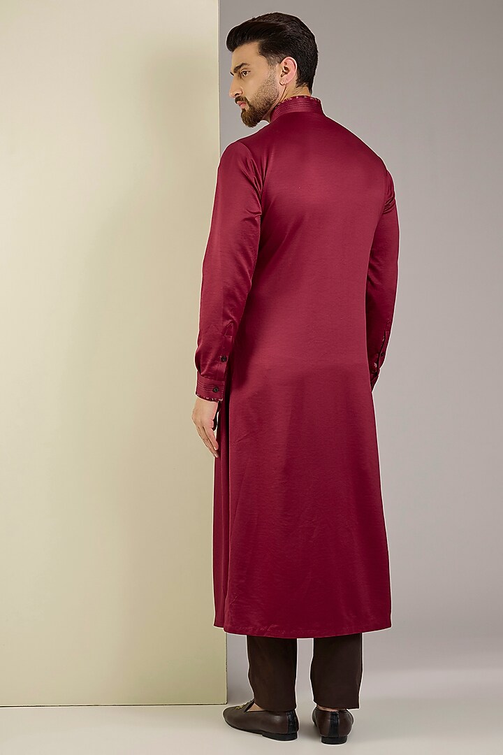 Maroon Silk Thread Embroidered Nehru Jacket Set by Shantnu & Nikhil Men at Pernia's Pop Up Shop