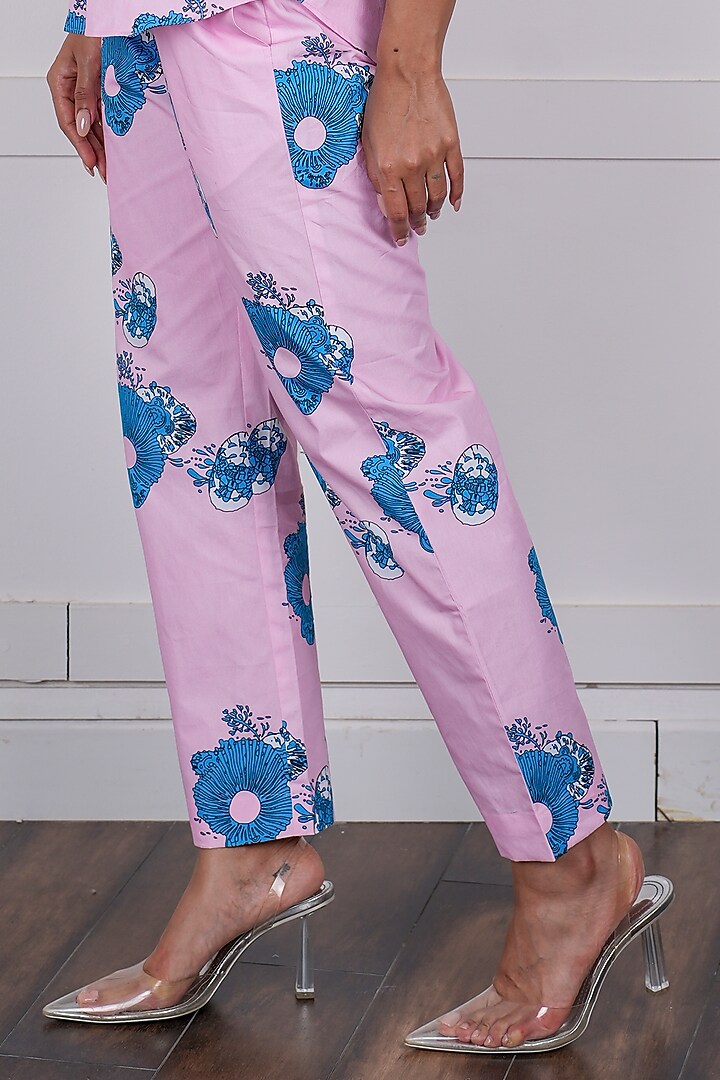 Pink Linen Beadwork & Digital Printed Co-Ord Set by NASSH at Pernia's Pop Up Shop