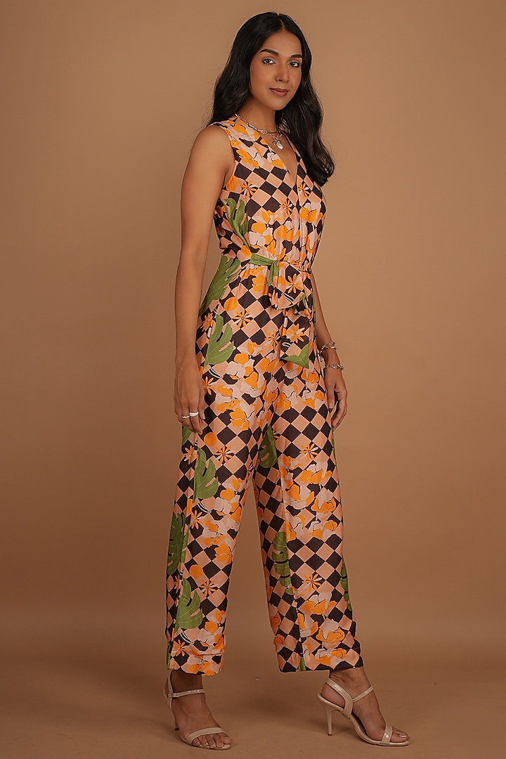 Multi-Colored Airjet Silk Printed Jumpsuit by NASSH