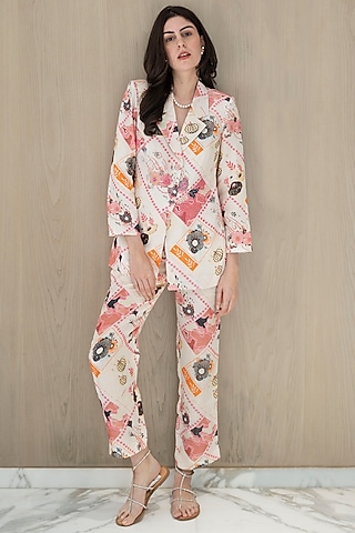 Multi-Colored Pure Linen Co-Ord Set by NASSH