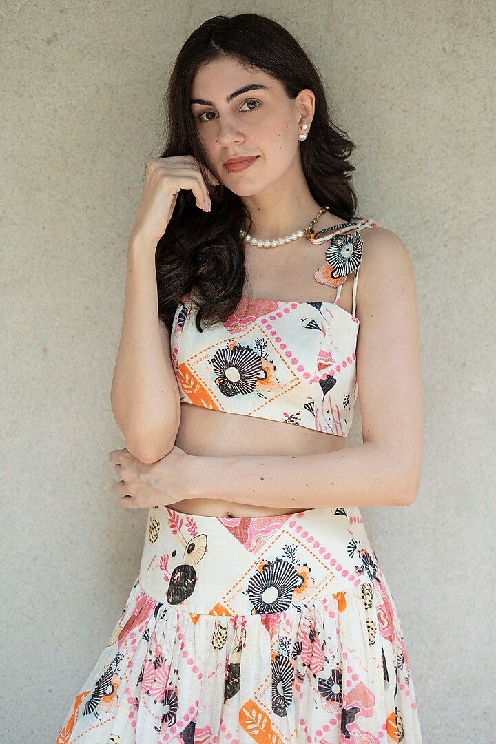 Multi-Colored Pure Linen Skirt Set by NASSH at Pernia's Pop Up Shop