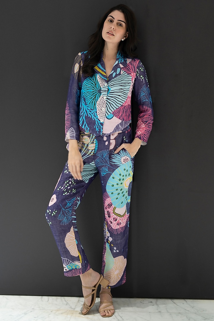 Multi-Colored Pure Linen Co-Ord Set by NASSH at Pernia's Pop Up Shop