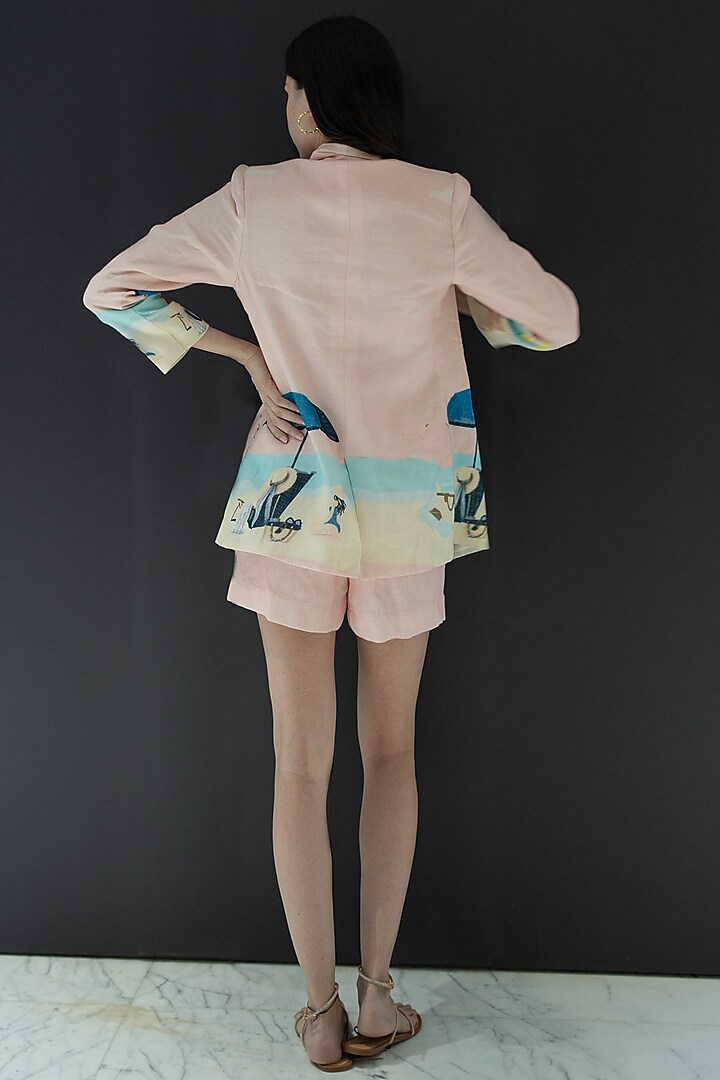 Peach Pure Linen Blazer Set by NASSH at Pernia's Pop Up Shop