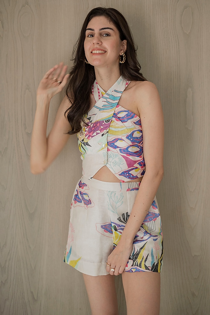 Multi-Colored Linen Georgette Co-Ord Set by NASSH at Pernia's Pop Up Shop