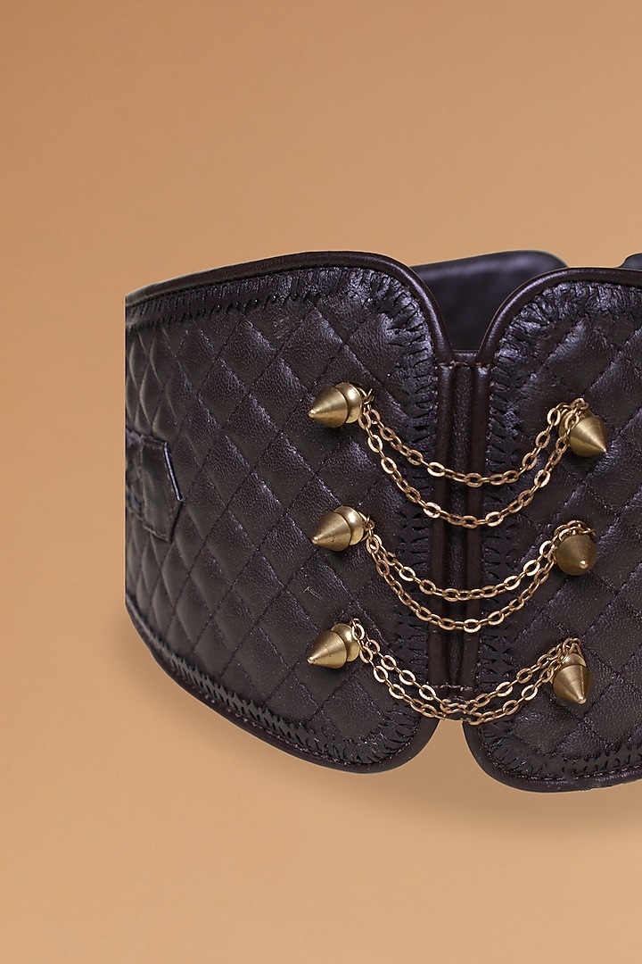 Chocolate Brown Embellished Corset Belt by S&N BY SHANTNU NIKHIL Accessories at Pernia's Pop Up Shop
