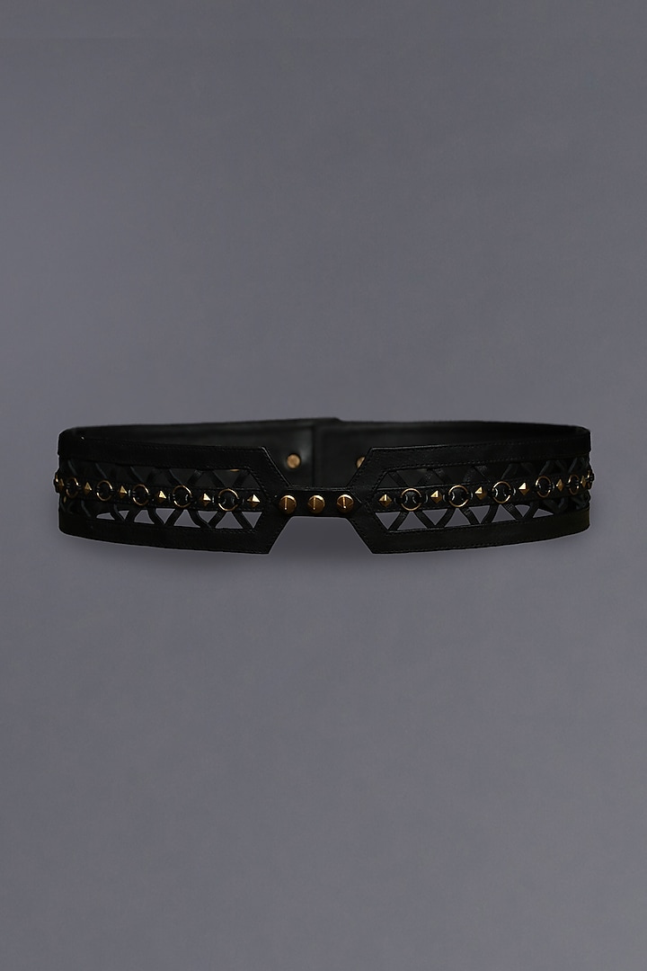 Black Handcrafted Leather Belt by S&N by Shantnu Nikhil
