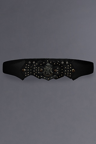 Black Embellished Belt by S&N BY SHANTNU NIKHIL Accessories