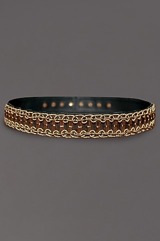 Military Green Embellished Belt by S&N BY SHANTNU NIKHIL Accessories