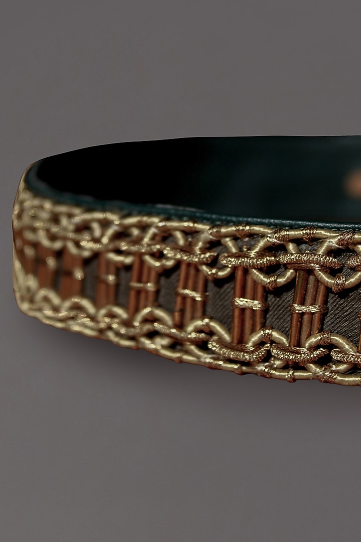 Military Green Embellished Belt by S&N BY SHANTNU NIKHIL Accessories at Pernia's Pop Up Shop