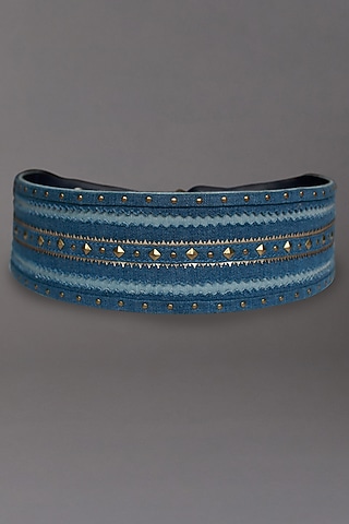 Navy Embellished Belt by S&N BY SHANTNU NIKHIL Accessories