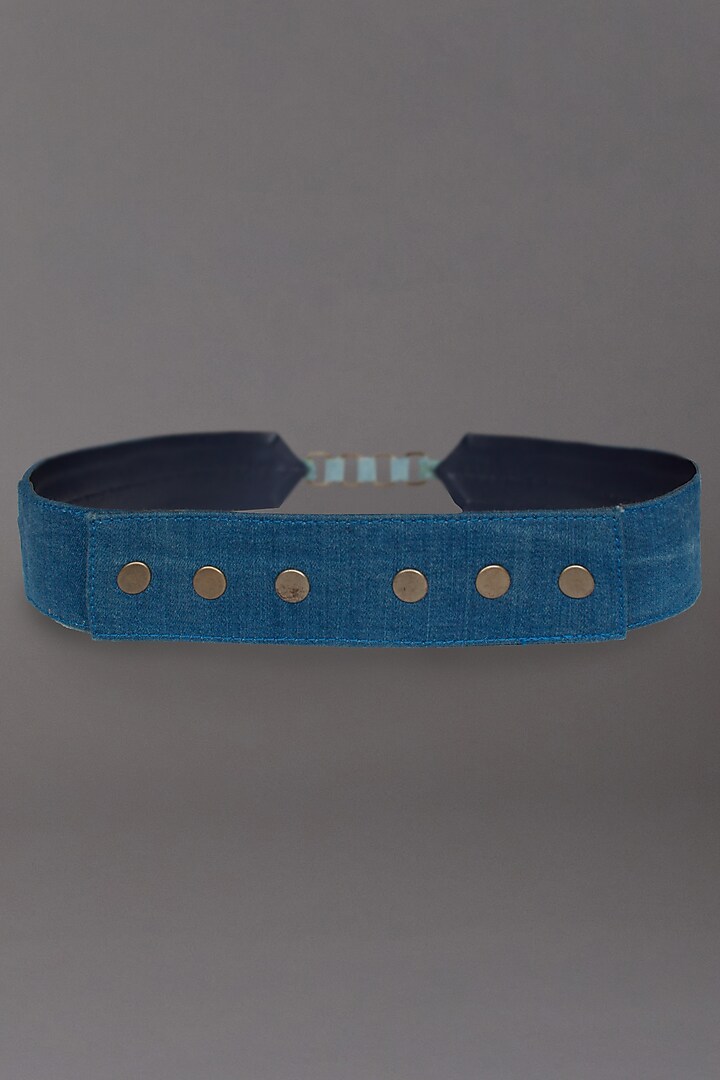 Navy Embellished Color-Blocked Belt by S&N BY SHANTNU NIKHIL Accessories at Pernia's Pop Up Shop