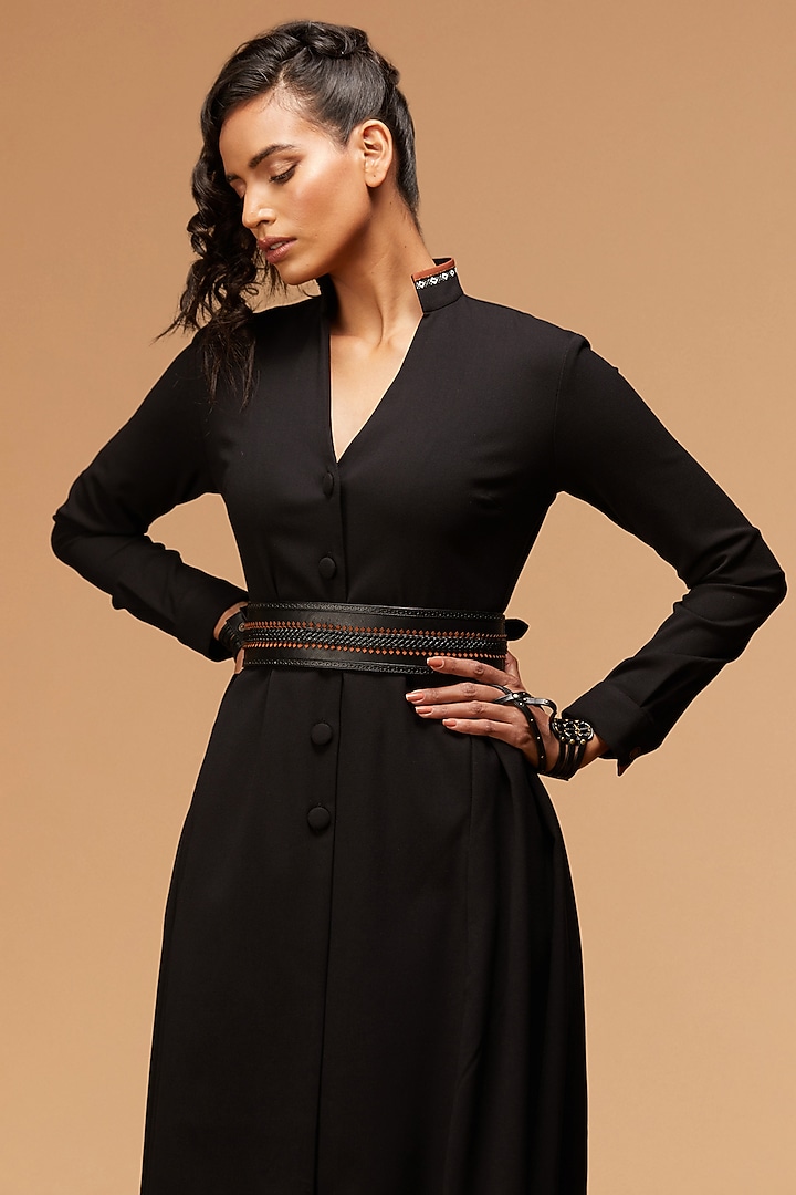 Black Faux Leather Broad Belt by S&N BY SHANTNU NIKHIL Accessories at Pernia's Pop Up Shop