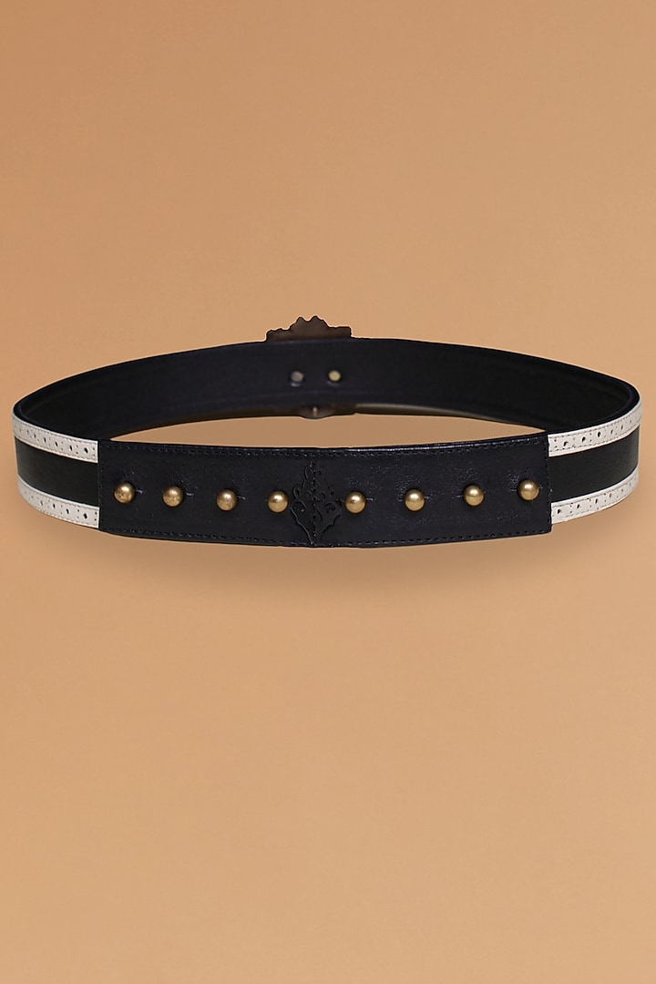 White & Black Leather Belt by S&N BY SHANTNU NIKHIL Accessories at Pernia's Pop Up Shop