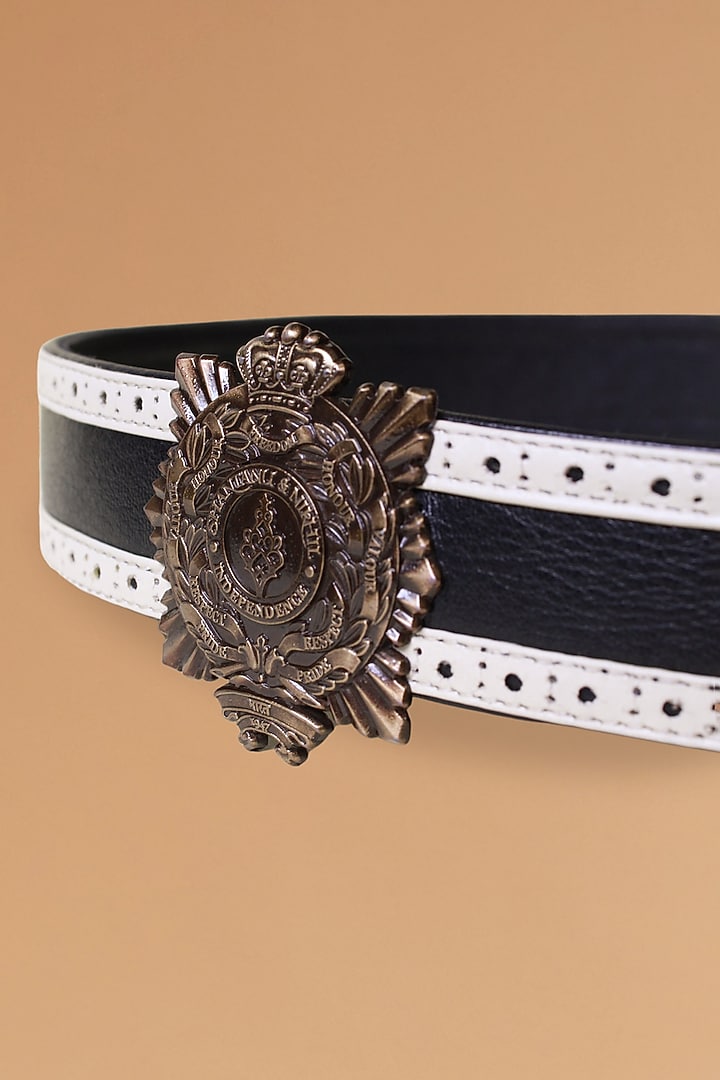 White & Black Leather Belt by S&N BY SHANTNU NIKHIL Accessories at Pernia's Pop Up Shop