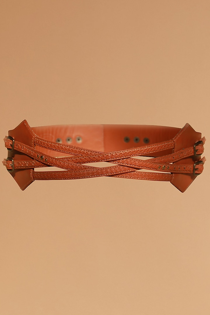Tan Leatherette Belt by S&N by Shantnu Nikhil
