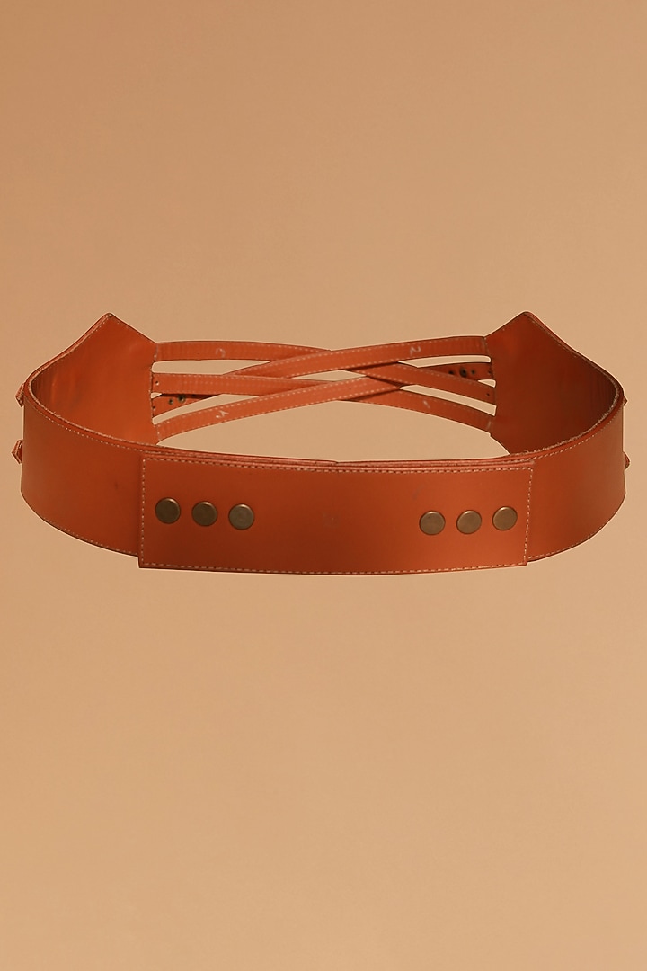 Tan Leatherette Belt by S&N BY SHANTNU NIKHIL Accessories at Pernia's Pop Up Shop