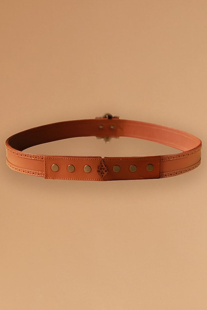 Tan Leatherette Belt by S&N BY SHANTNU NIKHIL Accessories at Pernia's Pop Up Shop