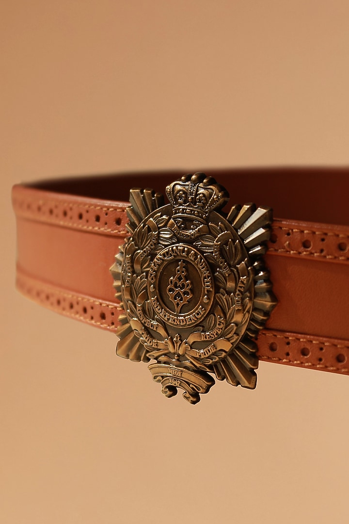 Tan Leatherette Belt by S&N BY SHANTNU NIKHIL Accessories at Pernia's Pop Up Shop