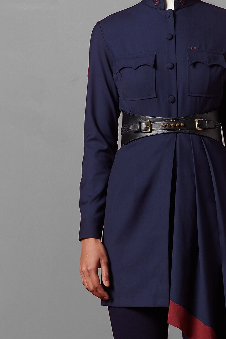Black Leatherette Belt by S&N BY SHANTNU NIKHIL Accessories at Pernia's Pop Up Shop