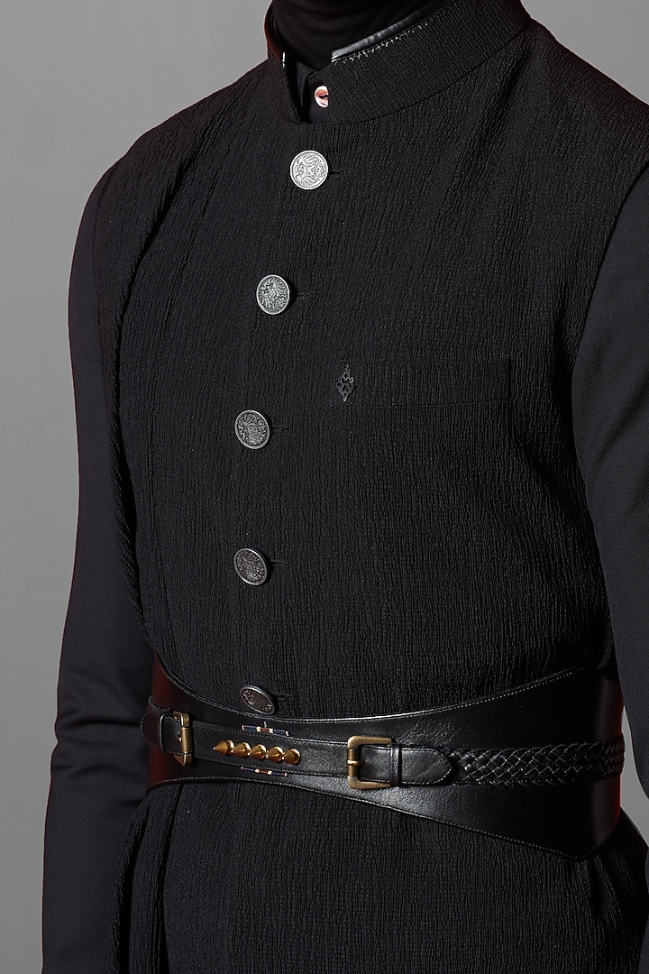 Black Leatherette Belt by S&N BY SHANTNU NIKHIL Accessories at Pernia's Pop Up Shop