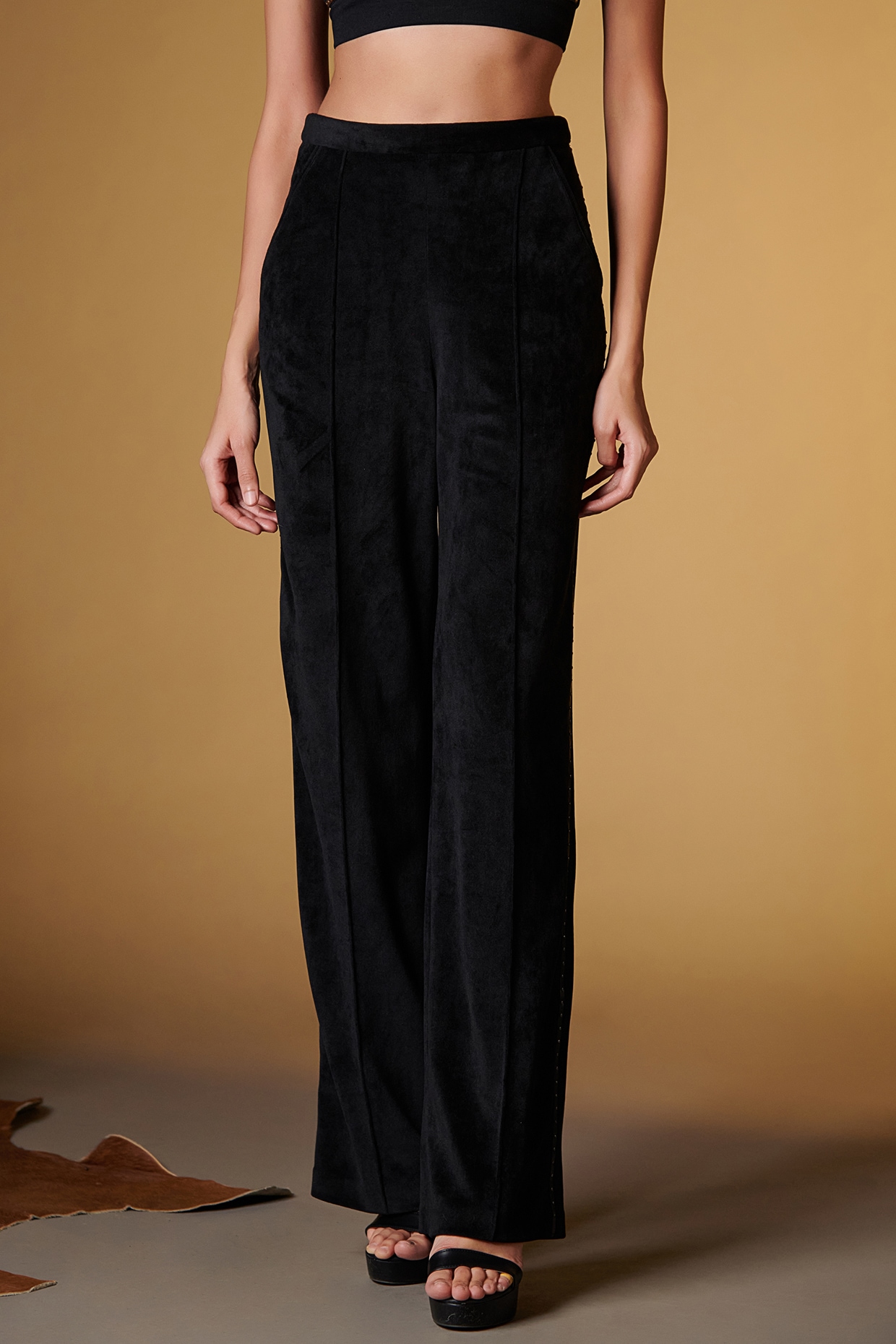 Zara Gray High Waisted Velvet Pants. Size M | eBay