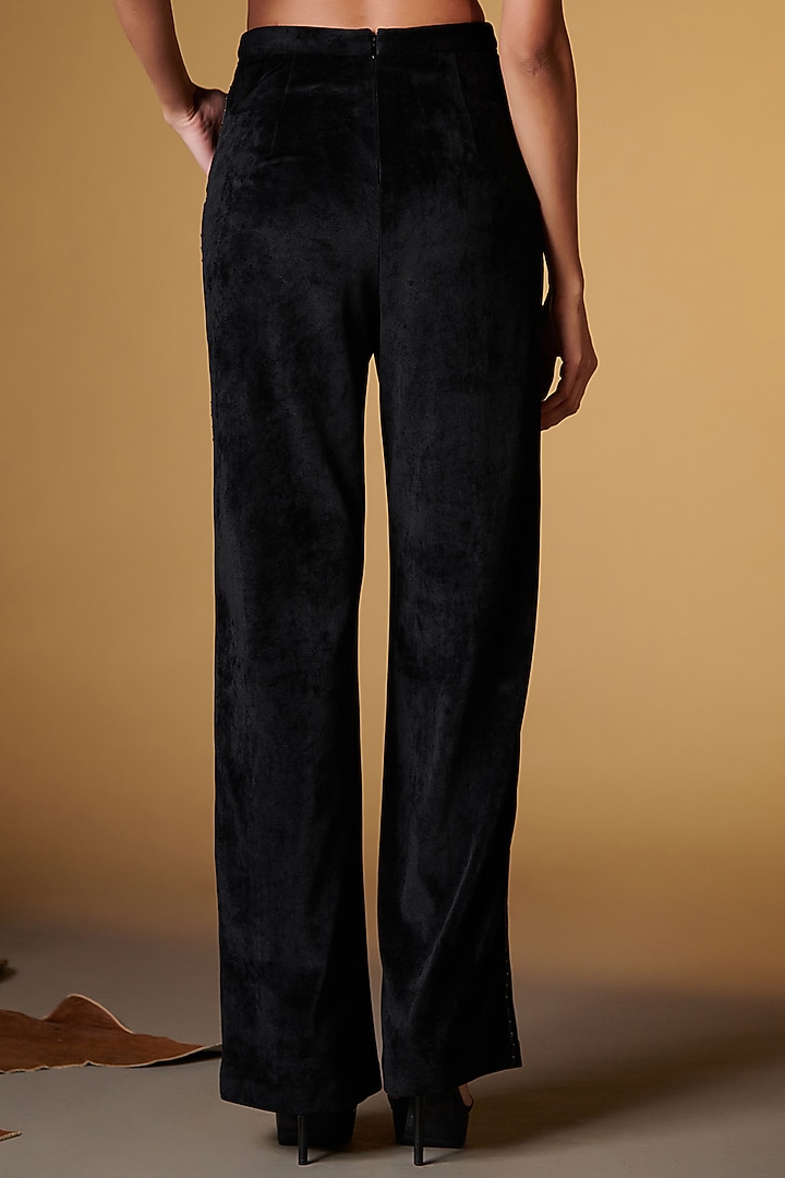 Black Velvet Flared Trousers by S&N by Shantnu Nikhil at Pernia's Pop Up Shop