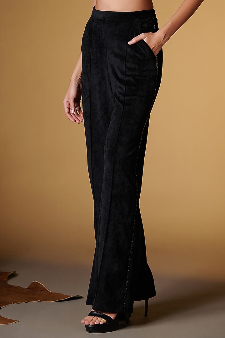 Black Velvet Flared Trousers by S&N by Shantnu Nikhil at Pernia's Pop Up Shop