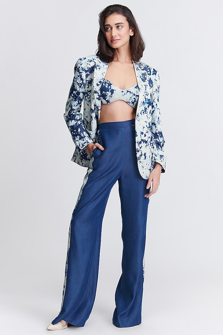 Navy Blue Denim Lycra Jacket by S&N by Shantnu Nikhil at Pernia's Pop Up Shop