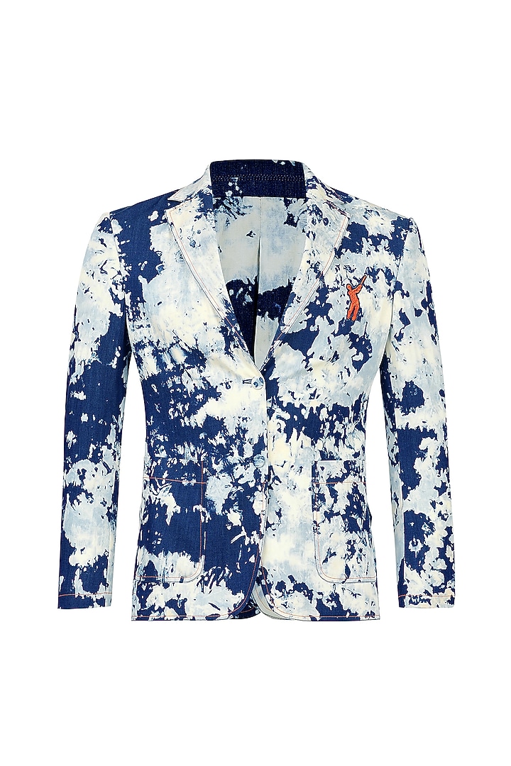 Navy Blue Denim Lycra Jacket by S&N by Shantnu Nikhil at Pernia's Pop Up Shop