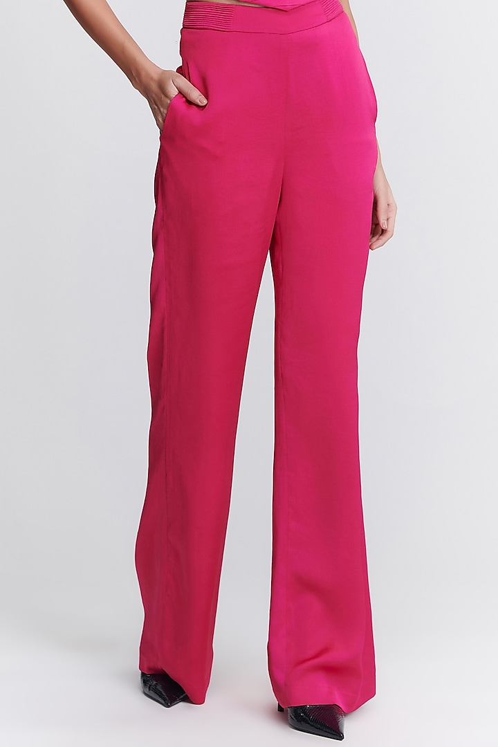 Pink Denim Lycra Trousers by S&N by Shantnu Nikhil