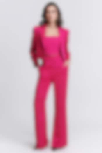 Pink Poly Jersey Spandex Crop Jacket by S&N by Shantnu Nikhil